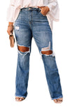 Plus Size Open Knee Distressed Jeans