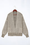 Gray Textured Knit Pocketed Duster Cardigan