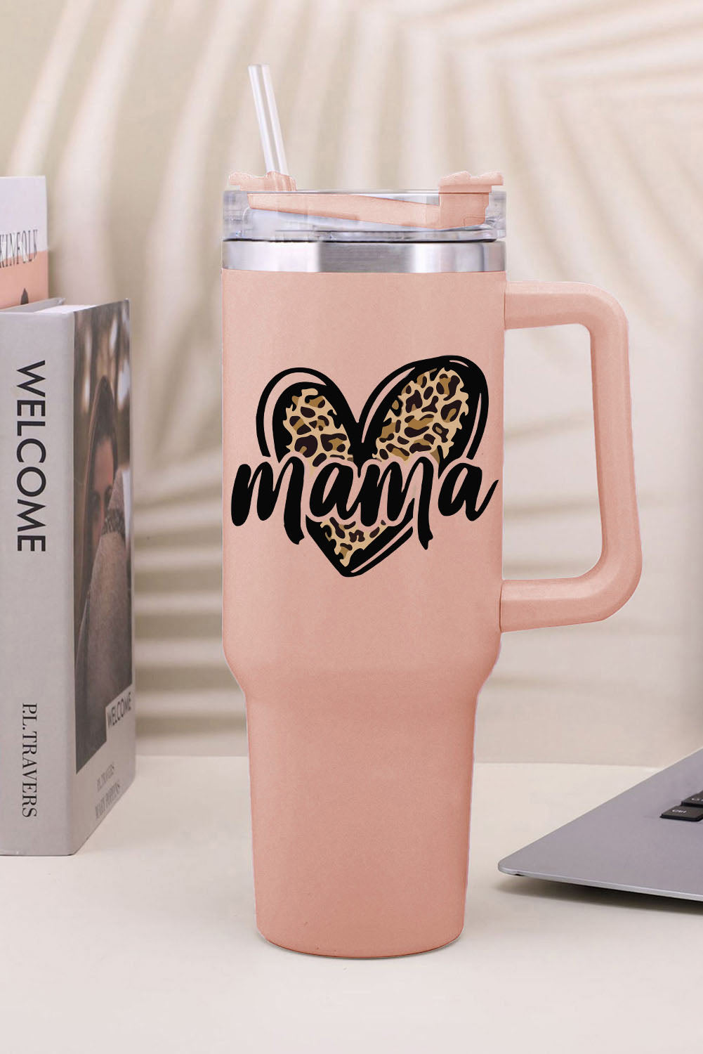 mama Leopard Heart Shape Stainless Steel Insulate Cup 40oz