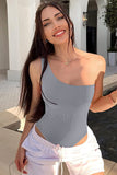 Ribbed Knit One Shoulder Sports Bodysuit