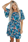 Square Neck Ruffle Floral Dress