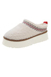 Chestnut Embroidered Sherpa Plush Thick Sole Snow Boots