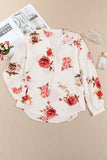 Floral Print V Neck Button Down Blouse