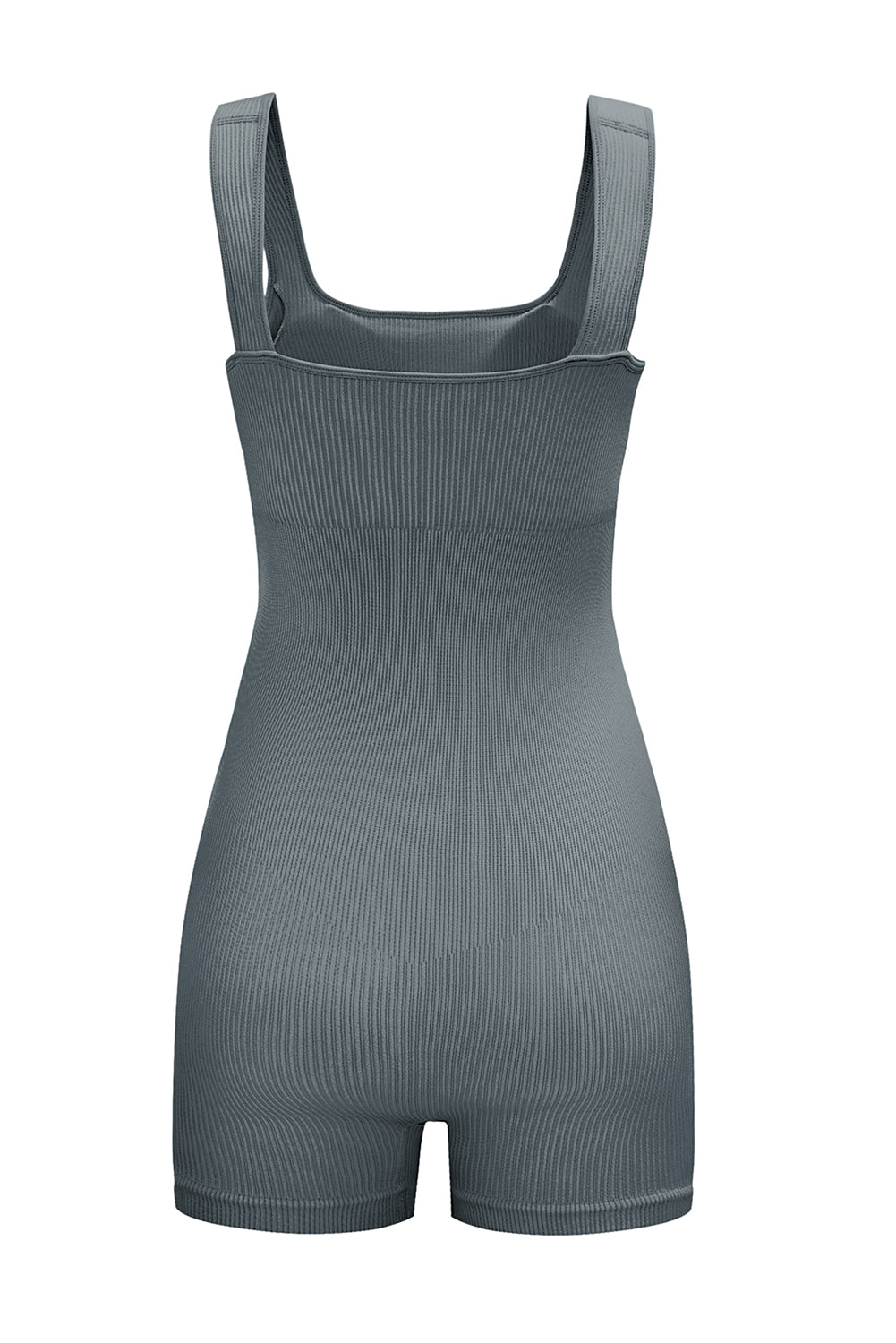 Ribbed Square Neck Padded Sports Romper