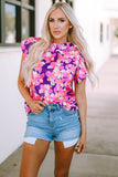 Ruffle Sleeve Floral Print Blouse