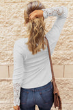 Crochet Lace Hem Sleeve Button Top