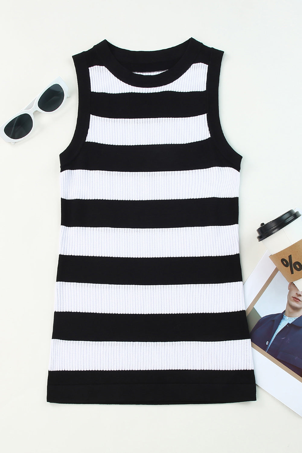 Striped Print Knitted Tank Top