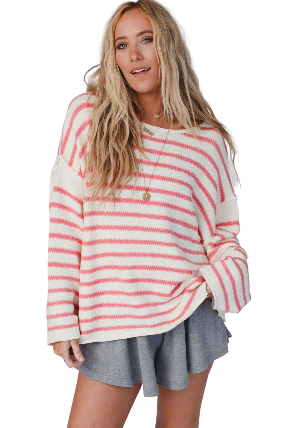 Striped Drop Shoulder Oversized Sweater