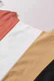 Multicolor Colorblock V Neck Short Sleeve Top