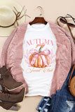 White Autumn Girly Thanksgiving Bowknot Pumpkin Graphic T Shirt