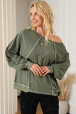 Exposed Seam Patchwork Dolman Sleeve Top