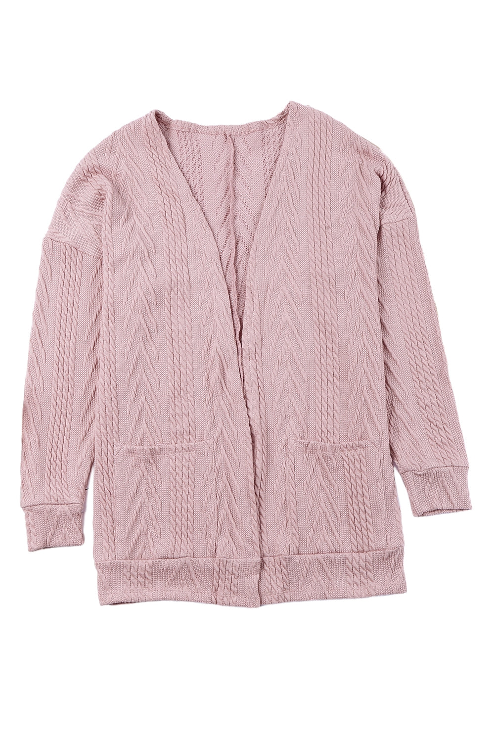 Cardigan texturé rose à épaules tombantes