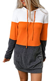 Colorblock Kangaroo Pocket Hooded Dress