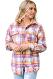 Plaid Print Rounded Hem Shirt Jacket