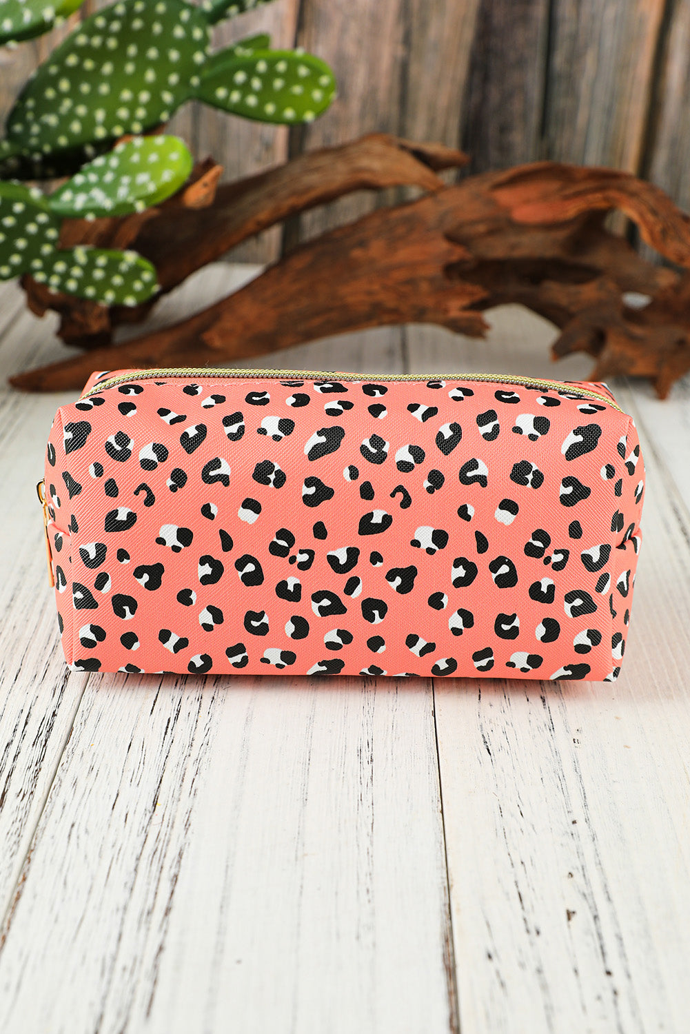 Leopard Print Zipped Cuboid Cosmetic Bag 19*8*9cm