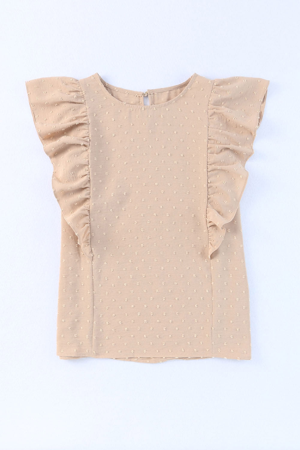 Swiss Dot Ruffle Armhole Tank Top