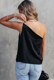 Satin One Shoulder Loose Tank Top