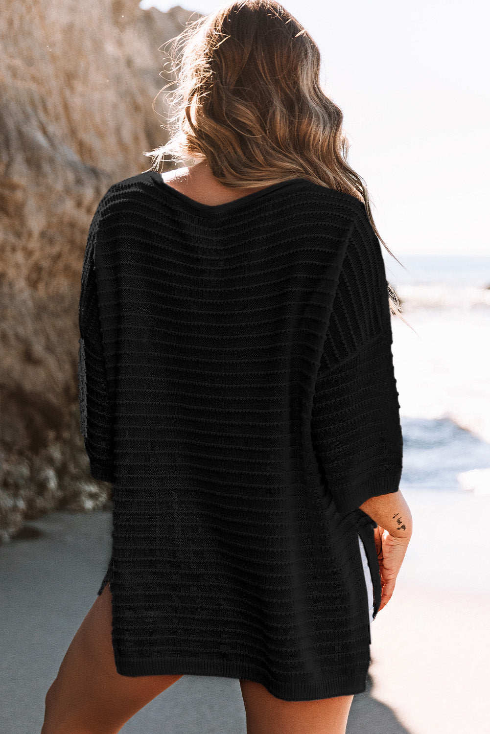 Textured Knit Drop Shoulder Tee