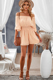 Ruffled Ruched High Waist Off Shoulder Romper