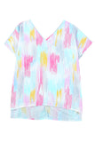 Abstract Print V Neck Dolman Blouse