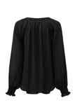 Purple Pleated V Neck Puffy Sleeve Blouse