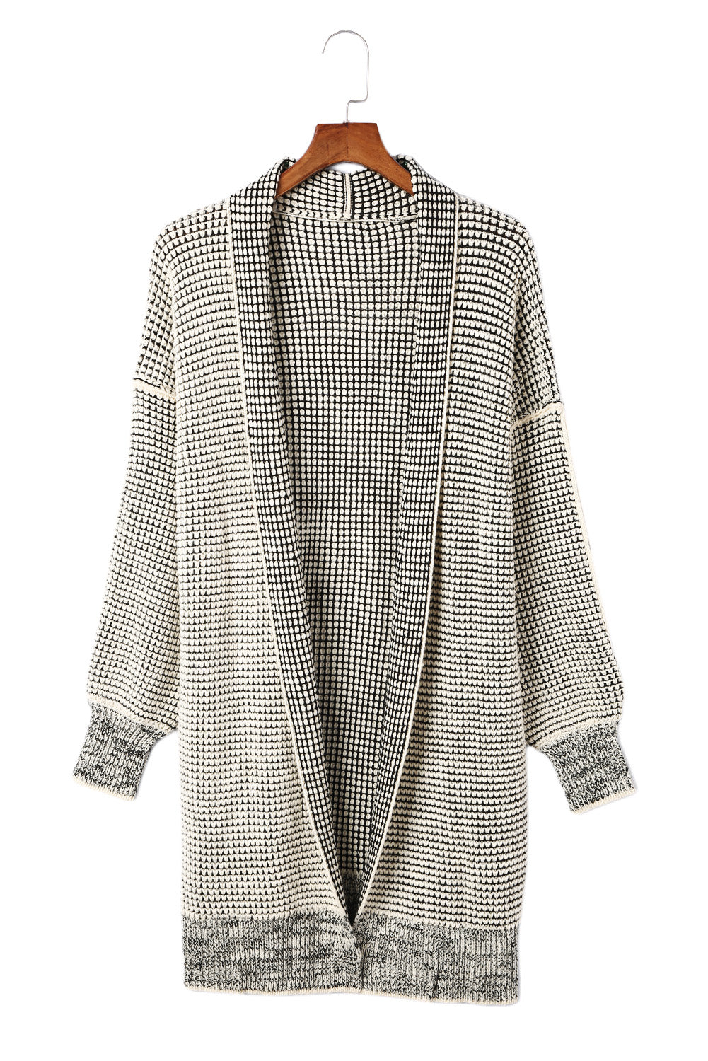 Gray Textured Knit Pocketed Duster Cardigan