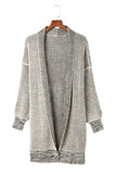 Gray Textured Knit Pocketed Duster Cardigan