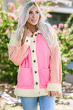 Color Block Patchwork High Low Fleece Shacket