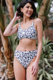 Leopard Print Spaghetti Strap Mid Waist Bikini