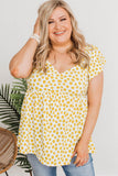 Haut Nuisette Floral Jaune Grande Taille