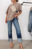 High Waist Distressed Straight Leg Jeans