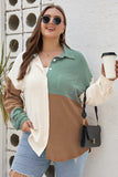 Colorblock Raw Edge Plus Size Shirt