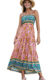 Floral Print Bodice Spaghetti Strap Maxi Dress