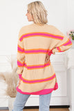 Stripe Printed Ribbed Long Knitted Cardigan