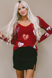 Red Solid Color Patchwork Long Sleeve Top