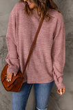 Pull rose à manches évêque en tricot chiné subtil