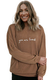 Kaki - Sweat-shirt en velours côtelé imprimé You Are Loved