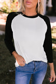 Color Block Raglan Sleeve Pullover Top