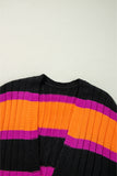 Striped Colorblock Drop Shoulder Slouchy Cardigan