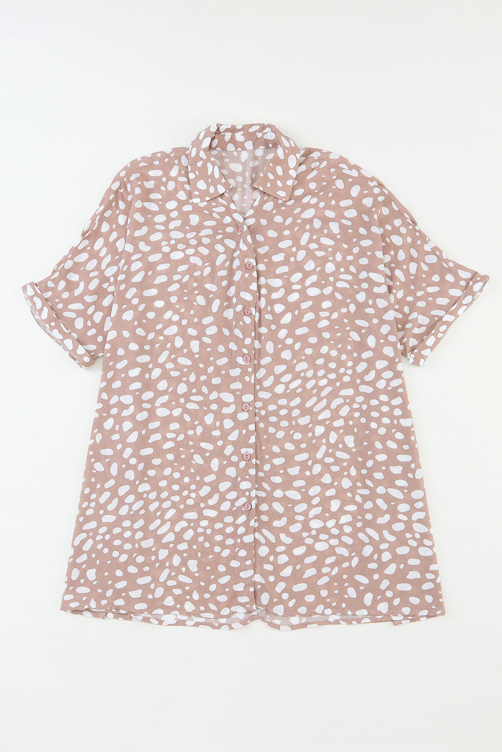 Leopard Printed Short Sleeves Twist Shirt