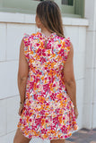 Ruffle Trim Tiered Sleeveless Floral Mini Dress