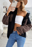 Contrast Leopard Denim Jacket