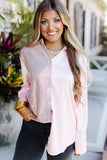 Sequin Contrast Long Sleeve Shirt