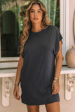 Bat Sleeve T-shirt Dress with Slits