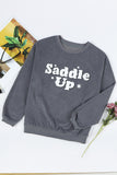 Sweat-shirt graphique gris Saddle Up à cordon 