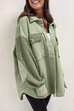 Green Exposed Seam Elbow Patch Oversized Shacket