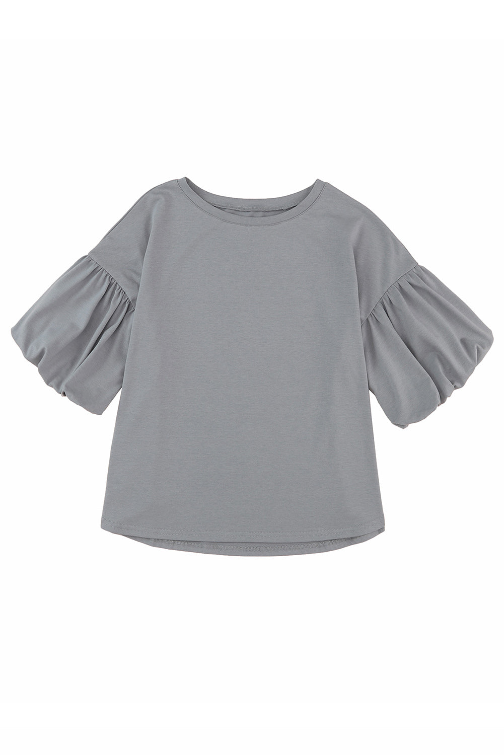 Joint Bubble Sleeve Round Neck Blouse