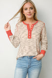 Irregular Pin Stripe Colorblock Henley Top