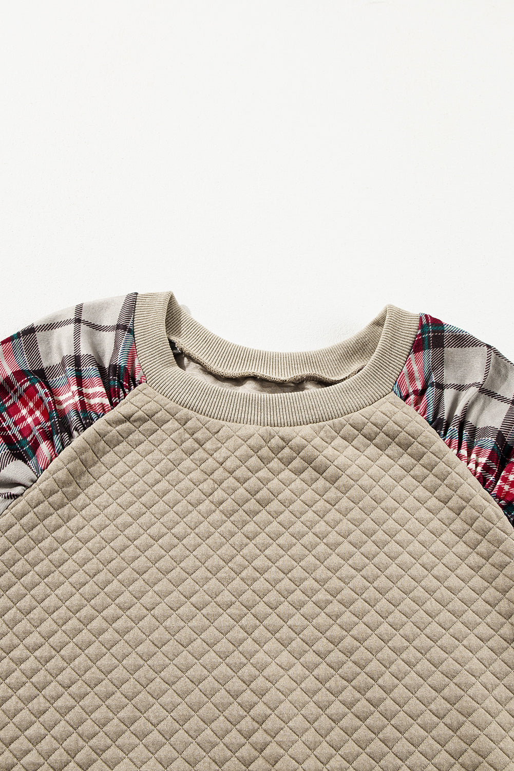 Brown Plaid Raglan Sleeve Sweatshirt