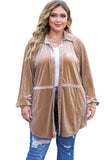 Casual Button Down Plus Size Velvet Shirt